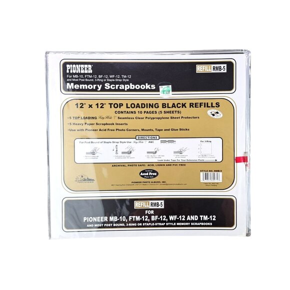 Pioneer 12" x 12" Top Loading Black Refills Memory Scrapbooks Lot 5 Packs RMB-5 - Picture 2 of 5